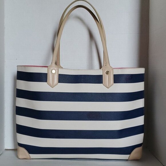 Spartina 449 Large Tote Bag Shoulder Handbag Purse Navy Cream Women's Woman's - Picture 3 of 14